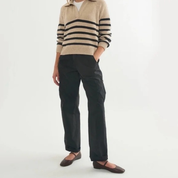 Marine Layer Pants - Marine Layer Jo Wide Leg Utility Cargo Pant In Black size 8 NWT